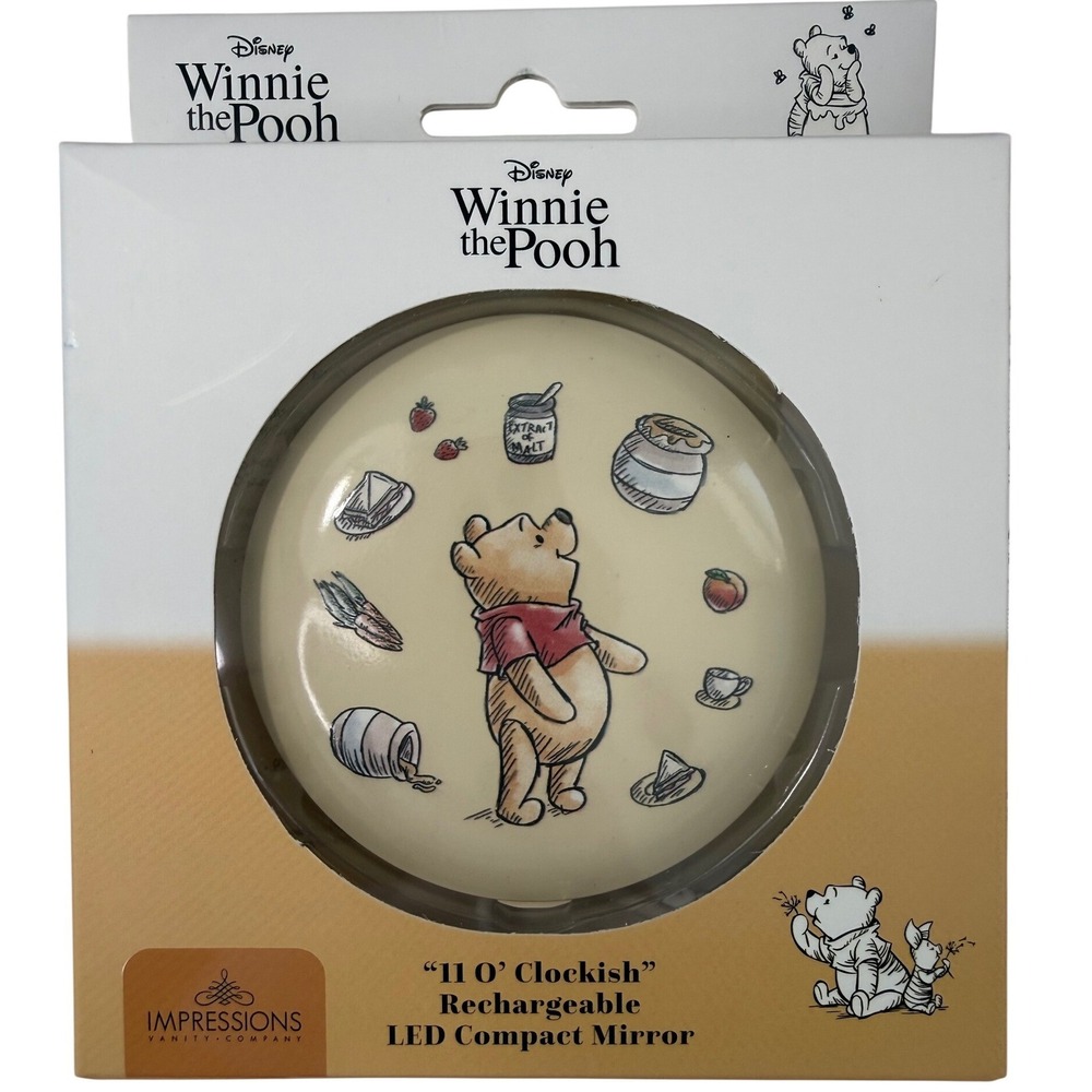 Impressions Vanity Disney Winnie the Pooh LED Compact Mirror Rechargeable 2X NIB